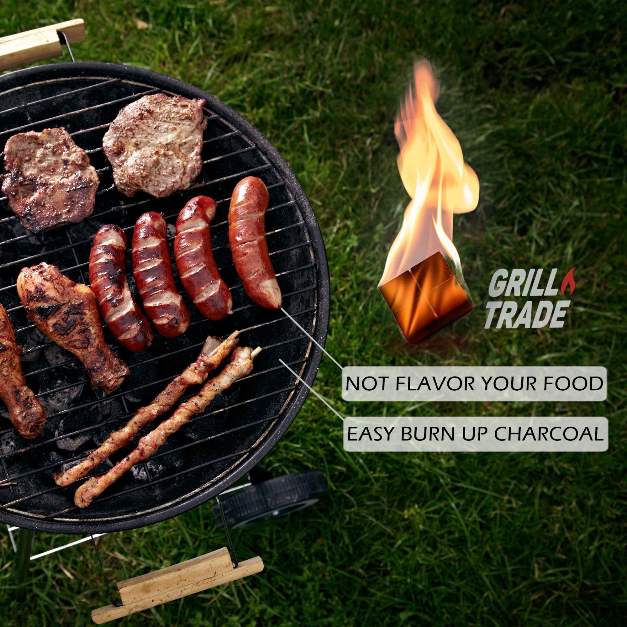 Grill Trade Fire Starter Squares 144 - BBQ, Camping, Wood Stove, Fireplace - 100% Natural