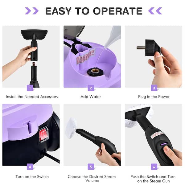 2000-Watt Heavy Duty Steam Cleaner Mop Multi-Purpose with 19 Accessories Purple
