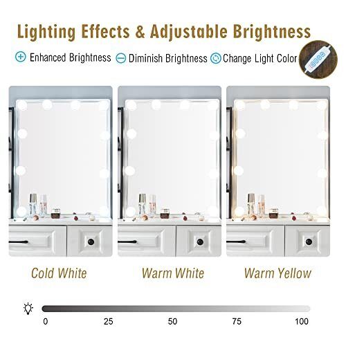 White Modern Makeup Dressing Table With Charging Station Vanity Desk With Slidin