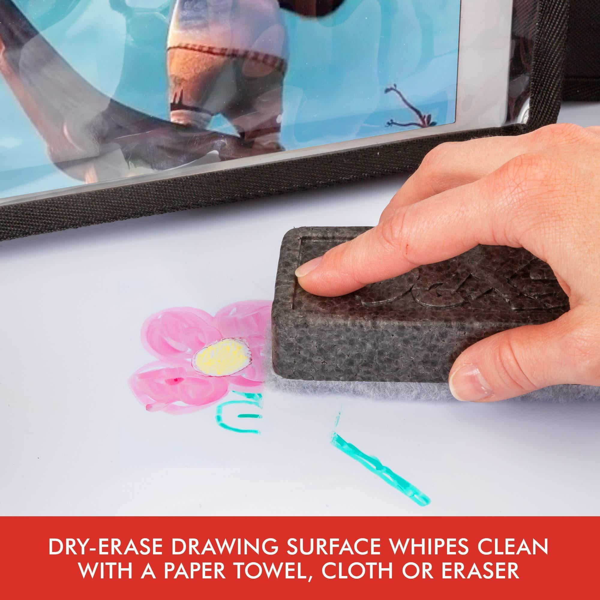 Lusso Gear | Kids Travel Activity Tray | For Car, Airplane, Booster Seat | Dry Erase Board, Displays Tablet, Storage Pockets | Black