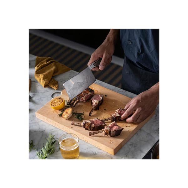 All Steel 6.3 in. High-Carbon Steel Partial Tang Flat Edge Cleaver Knife with Stainless Steel Handle (Single)