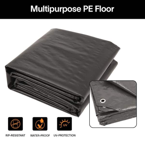 6 ft. x 6 ft. 10 Mil Heavy-Duty Tarp Rust Grommet Weather Resistant Cover Outdoor Thick Lightweight PE Floor