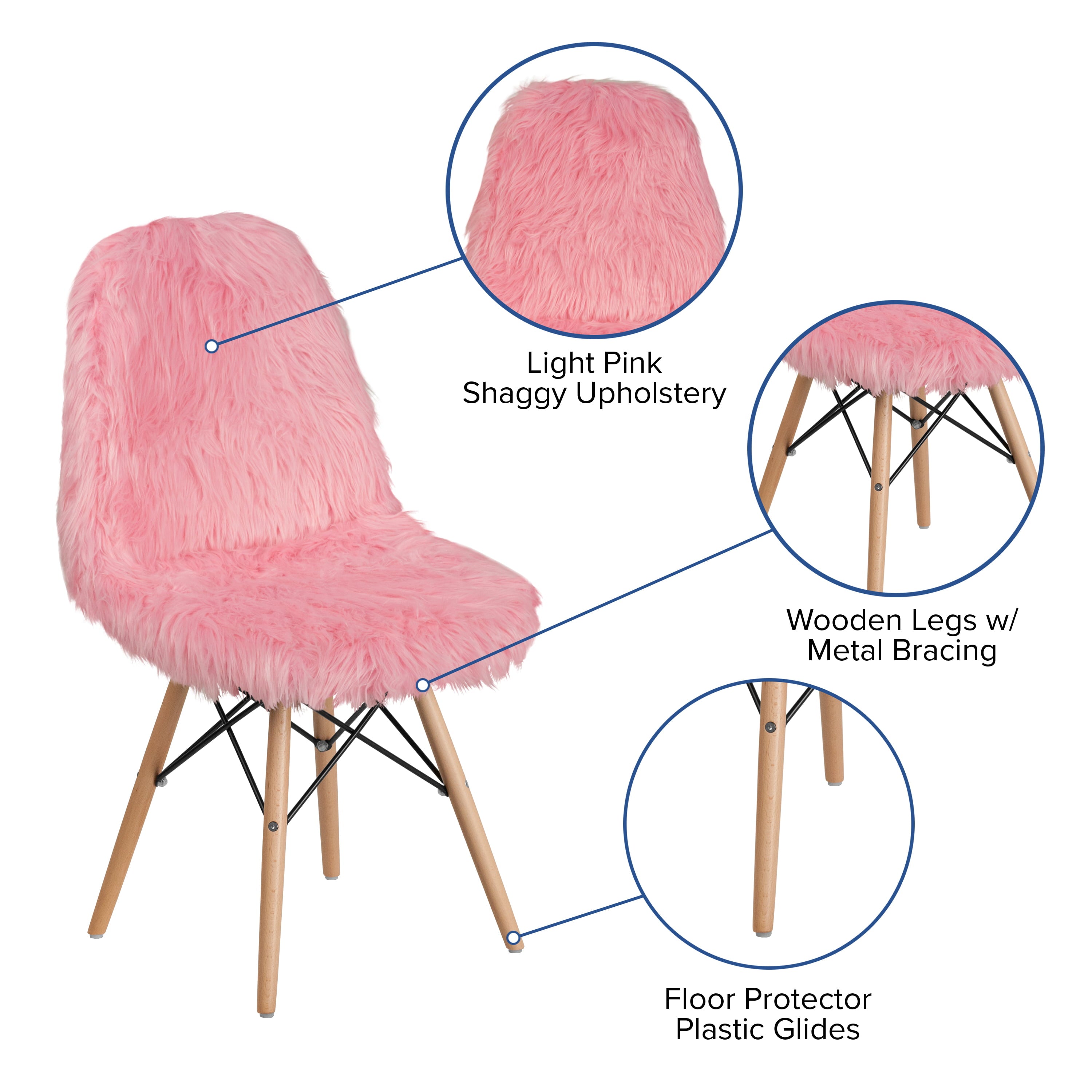 Flash Furniture Shaggy Dog Light Pink Accent Chair