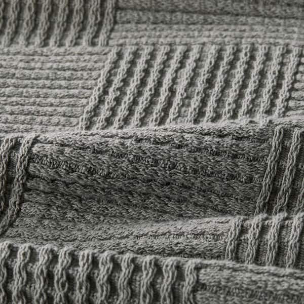Large Basketweave Graphite Throw Blanket