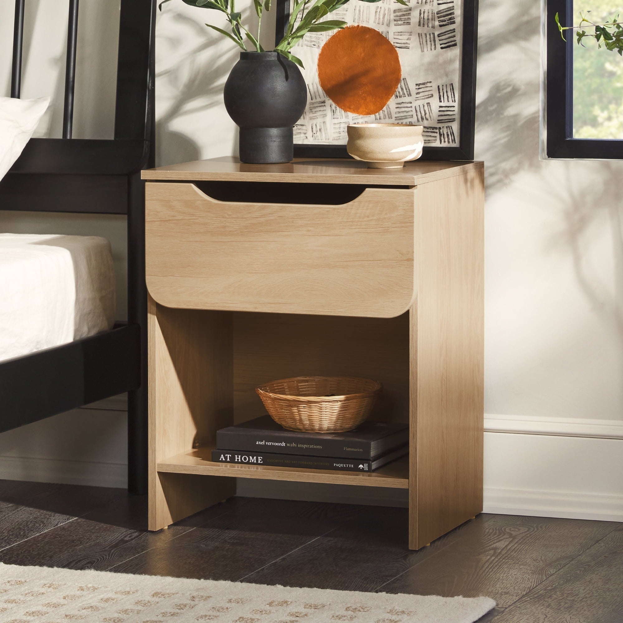 Manor Park Modern Scandi 1-Drawer Nightstand, Riviera