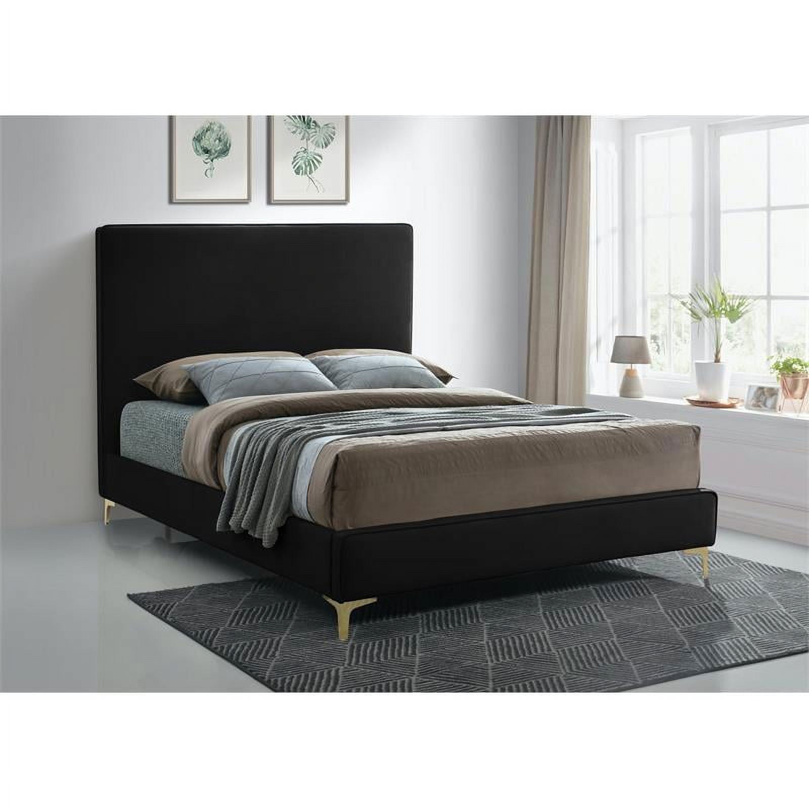 Meridian Furniture Geri Black Velvet Queen Bed