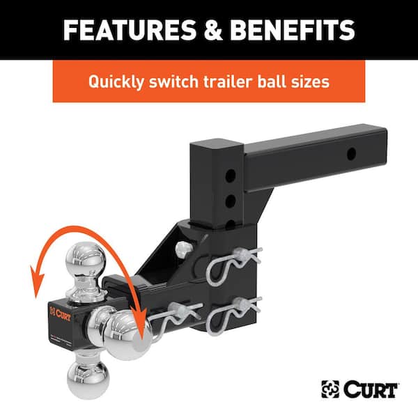 10,000 lbs. 5-3/4 in. Drop Adjustable Trailer Hitch Tri-Ball Mount with 1-7/8 in. 2 in. & 2-5/16 in. Balls (2 in. Shank)