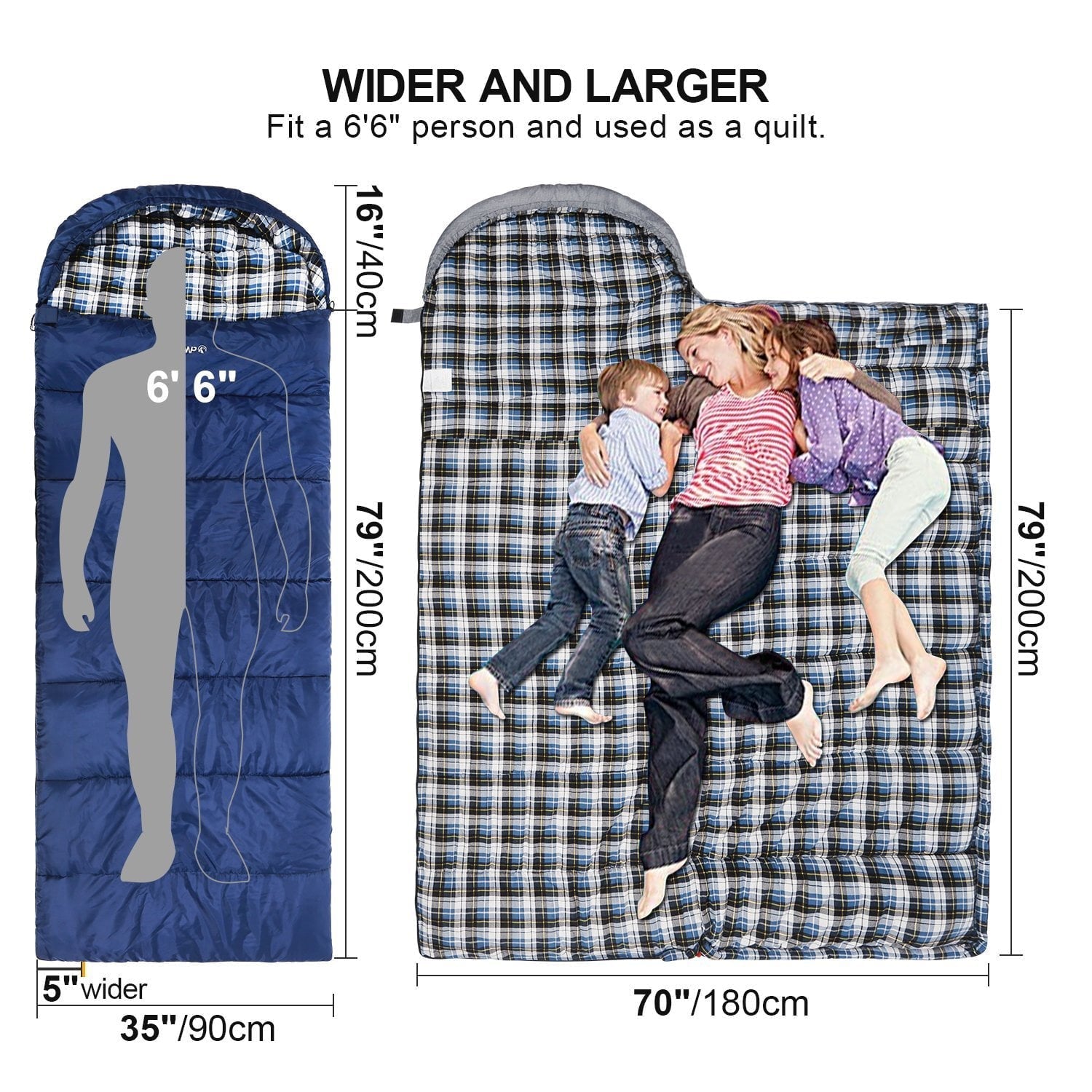 REDCAMP Flannel Sleeping Bag for Adults, Waterproof Cotton Sleeping Bags for Camping Traveling with Compression Sack