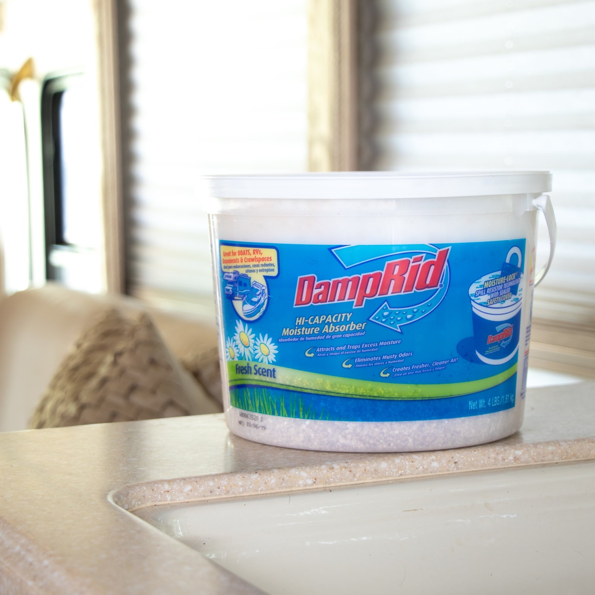 DampRid Fresh Scent Moisture Absorber Hi-Capacity Bucket, 4 lb.