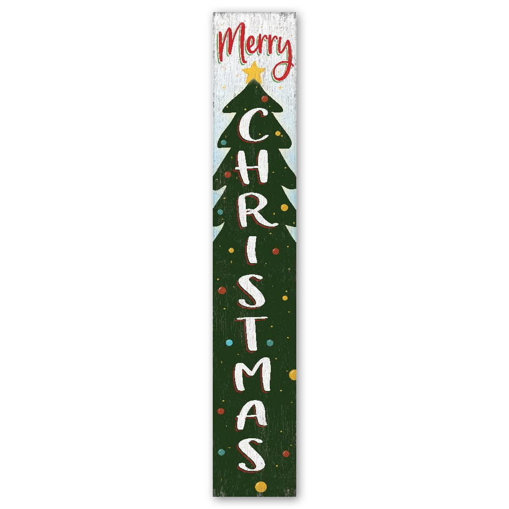 My Word! Merry Christmas Holiday Porch Board Welcome Sign and Porch Leaner for Front Porch, Yard, Deck, Patio, Wall - Indoor Outdoor Farmhouse Rustic Vertical Porch and Yard Decor 8