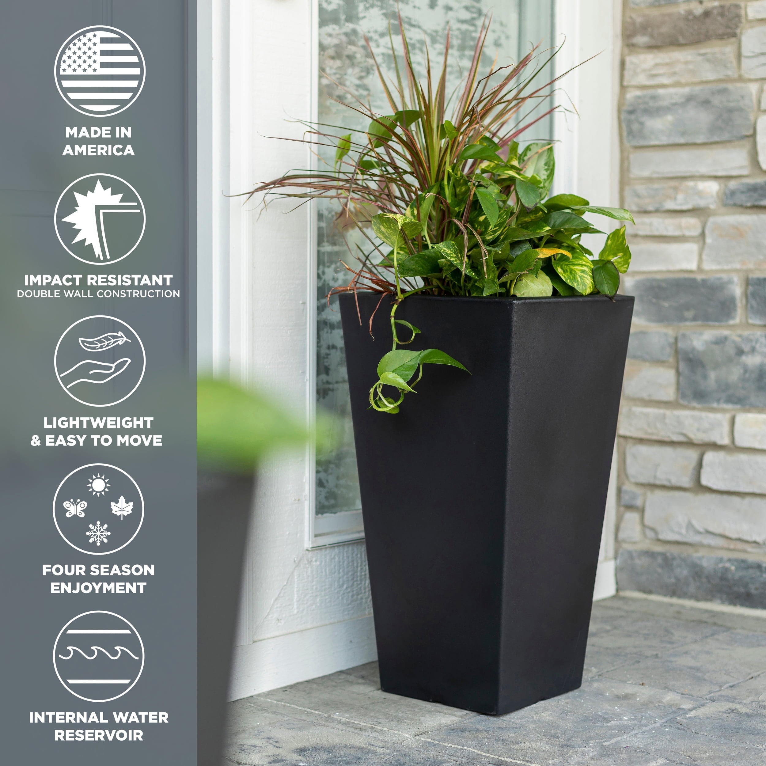 Step2 Tremont 2pk Plastic Black Square Planter 15