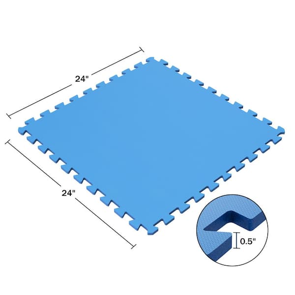 Interlocking Blue 24 in. W x 24 in. L Non-Toxic EVA Foam Flooring for Playroom, Gym, or Basement 8 Pack (32 sq. ft.)