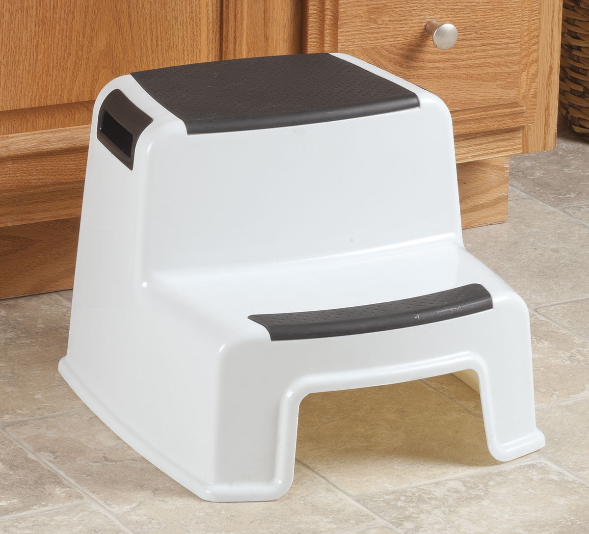 Two-Tier Portable Stepping Stool - Safe and Easy 2-Step Design | Textured Surfaces, Sturdy, and 280 lbs Capacity | Built-in Handles | Indoor and Outdoor Use | 13 1/2