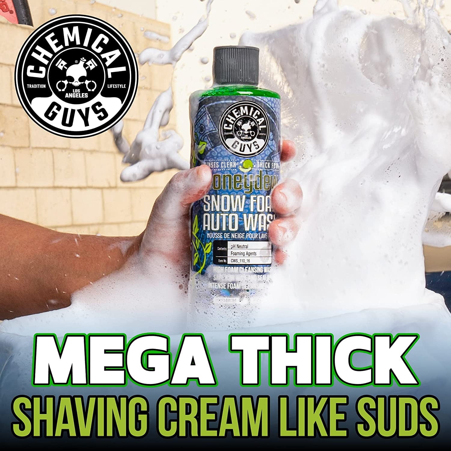 Chemical Guys CWS_110_16 Honeydew Snow Foam Car Wash Soap, 16 oz, Honeydew Scent