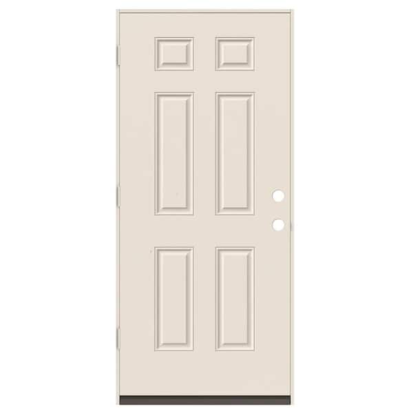 32 in. x 80 in. Right-Hand Inswing 6-Panel Primed 20 Minute Fire Rated Steel Prehung Front Door with Brickmould
