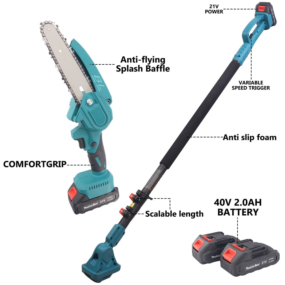 Cordless Pole Saw & Mini Chainsaw Multifunctional Pole Saws with 6.5ft Extension Rod for Wood Cutting, Trimming
