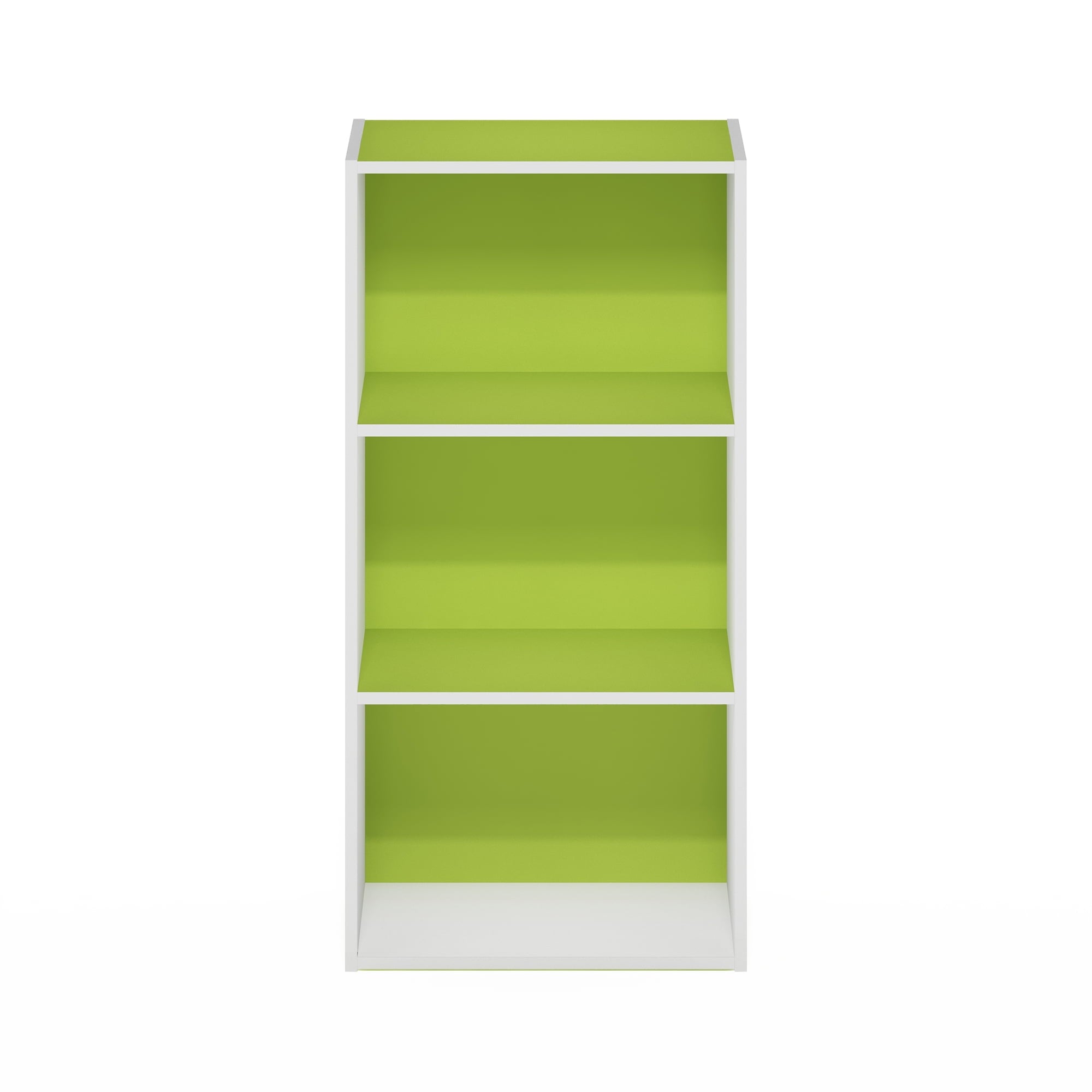 Furinno Luder 3-Tier Open Shelf Bookcase, Green/White
