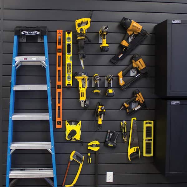 96 in. H x 48 in. W (128 sq. ft.) PVC Slat Wall Panel Set Charcoal (4 panel pack)