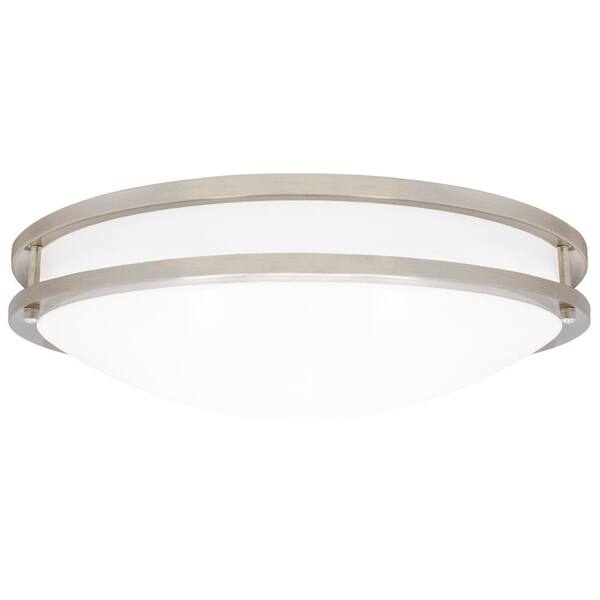 18 in. Satin Nickel Selectable LED Ceiling Flush Mount Fixture, 5 CCT 2700K-5000K, 2000 Lumens, Dimmable