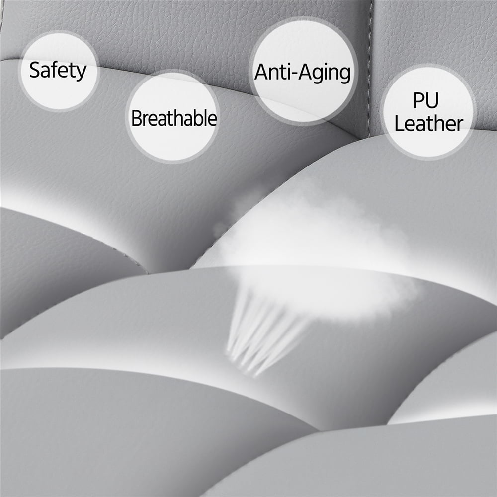 Alden Design Adjustable Modern Faux Leather Bar Stools with Swivel, Set of 2, Gray