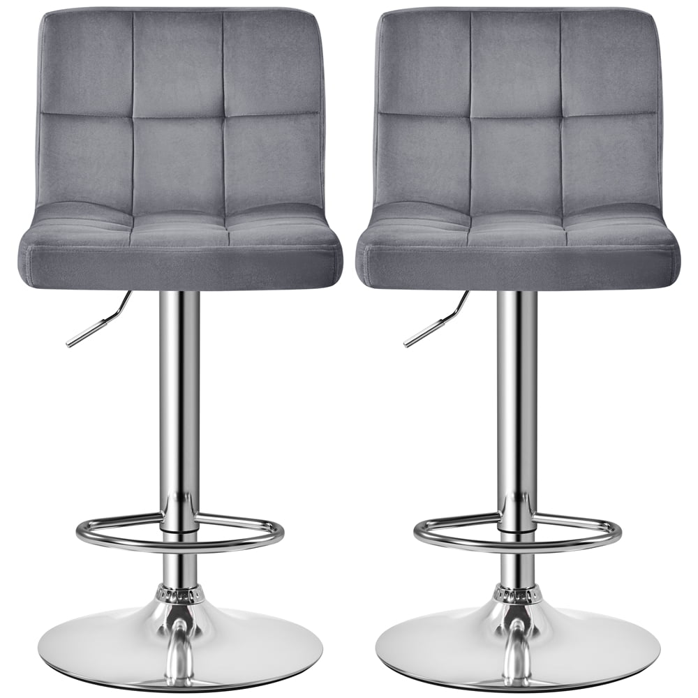 Smile Mart Adjustable Modern Faux Leather Counter-Height Mid-Back Barstool, Set of 2,Black