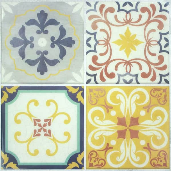 10.5 in x 10.5 in Spanish Terracotta Tile Peel and Stick Backsplash