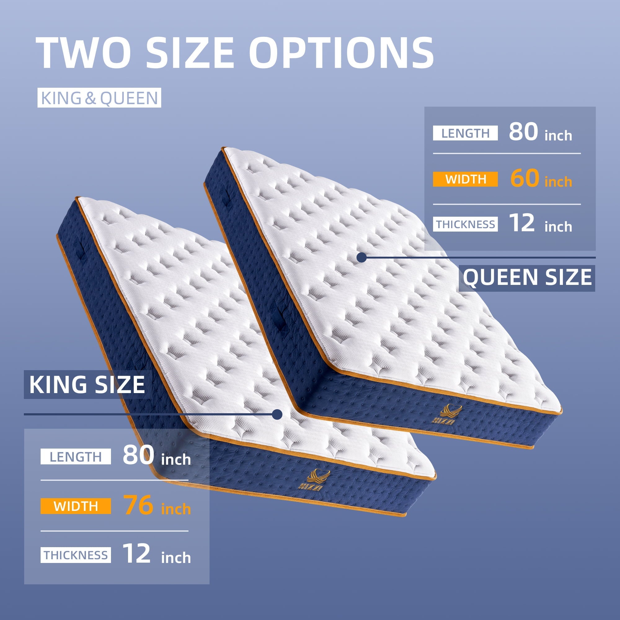 Queen 12 Inch Hybrid Mattress in a Box Medium-Firm Mattress with Cooling Gel Memory Foam for Pressure Relief