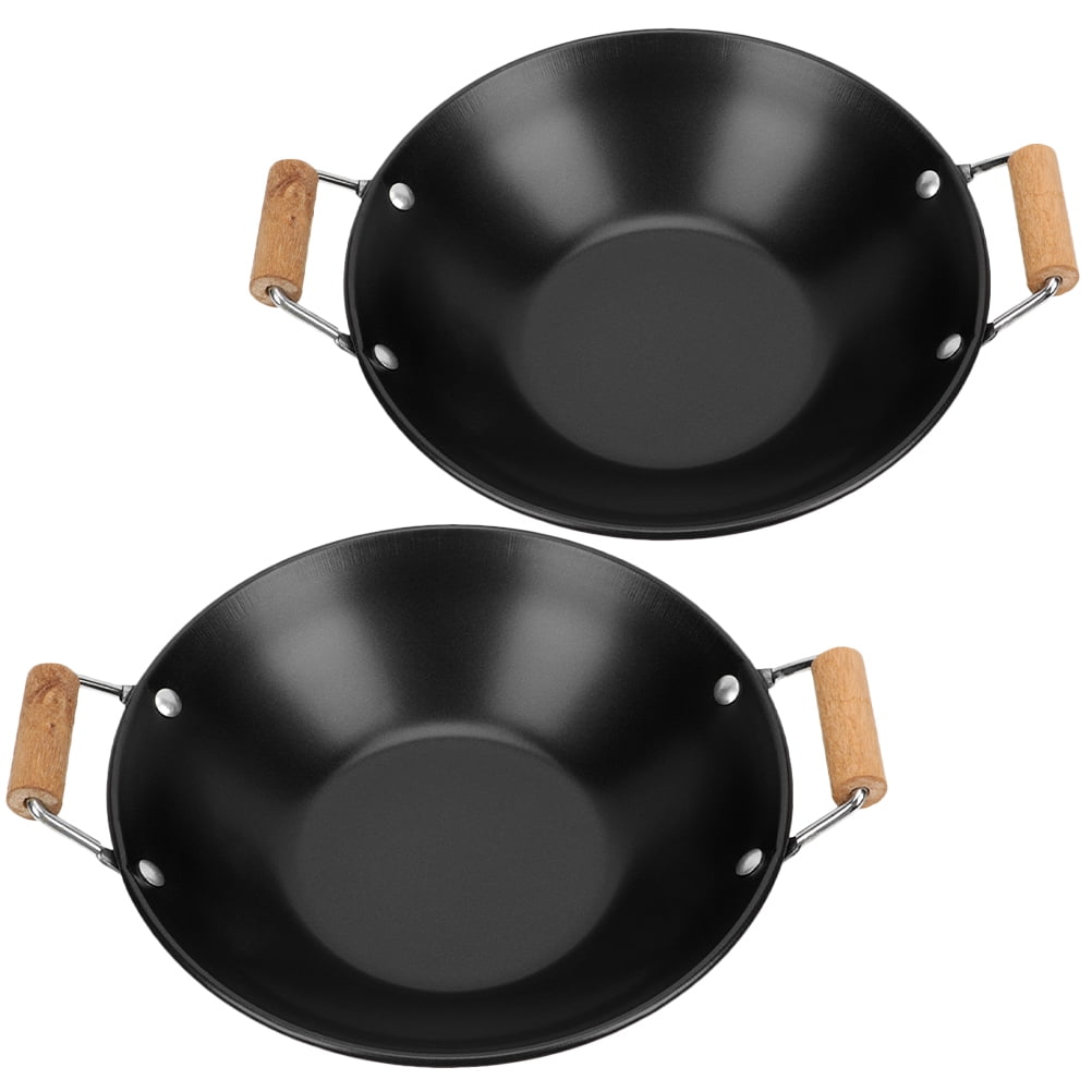 HOMEMAXS 2pcs Household Cooking Pots Small Hot Pot Thicken Pots with Wooden Handles