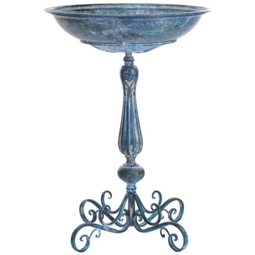SAFAVIEH Outdoor Living Orian Victorian Scroll Iron Bird Mossy Blue 19.3" W x 19