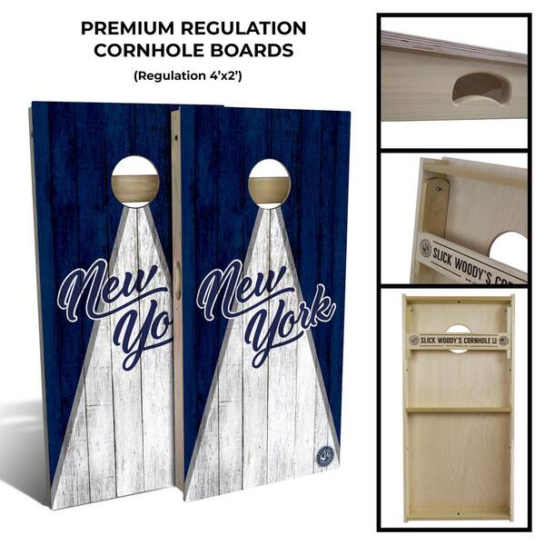 New York Navy White Triangle Cornhole Board Set (Includes 8 Bags)