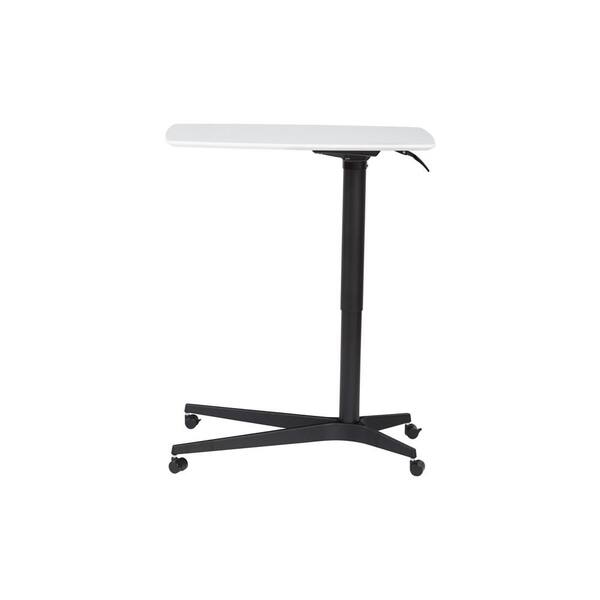27.5 in. Rectangular White / Black Lift Table Laptop Desk with Locking Casters