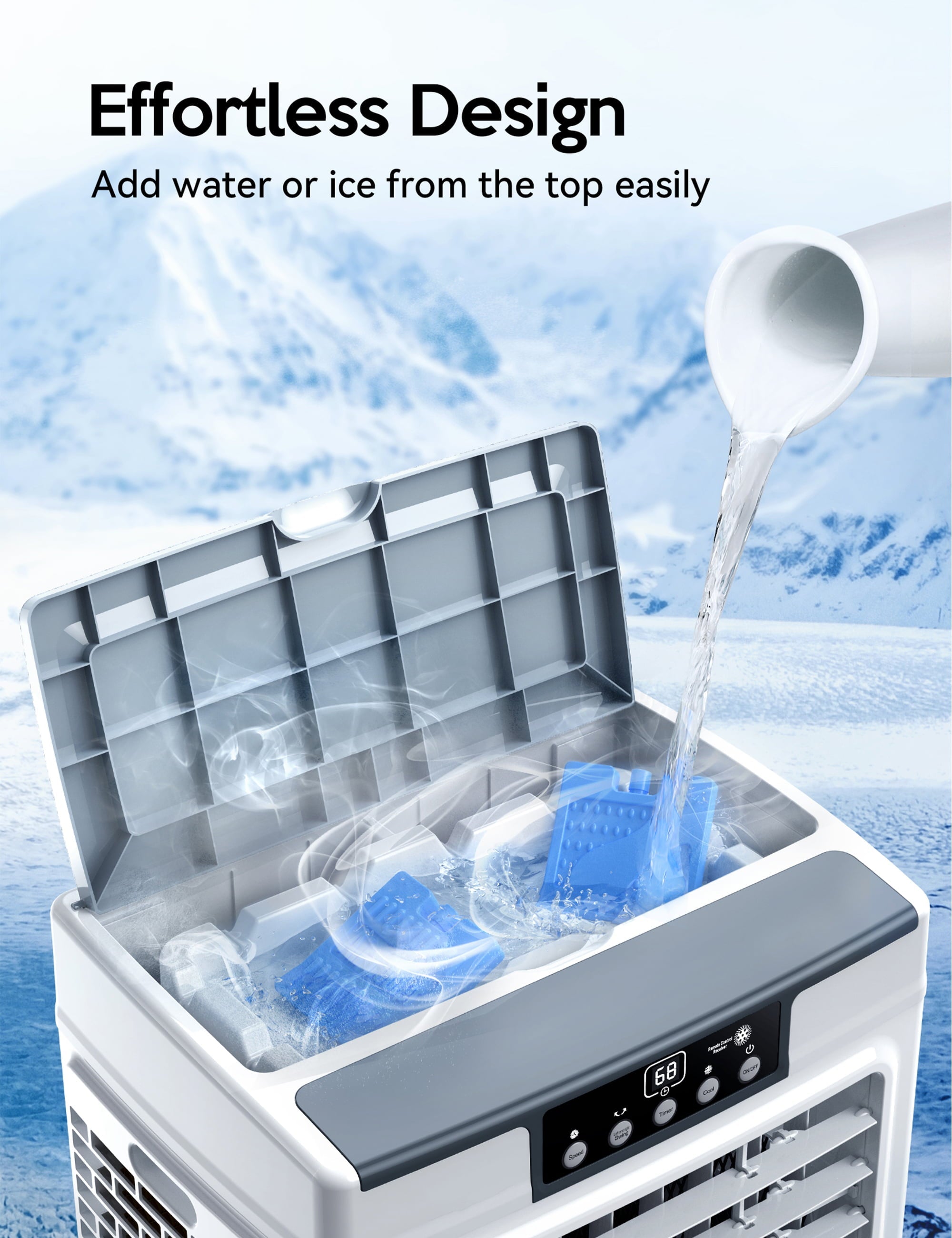 Evaporative Cooler, 2100CFM Air Cooler, 120°Oscillation Swamp Cooler with Remote Control, 24H Timer, 3 Wind Speeds for Outdoor Indoor Use, 7.9Gallon