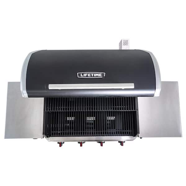 4-Burner Gas Grill and Pellet Smoker Combo in Black