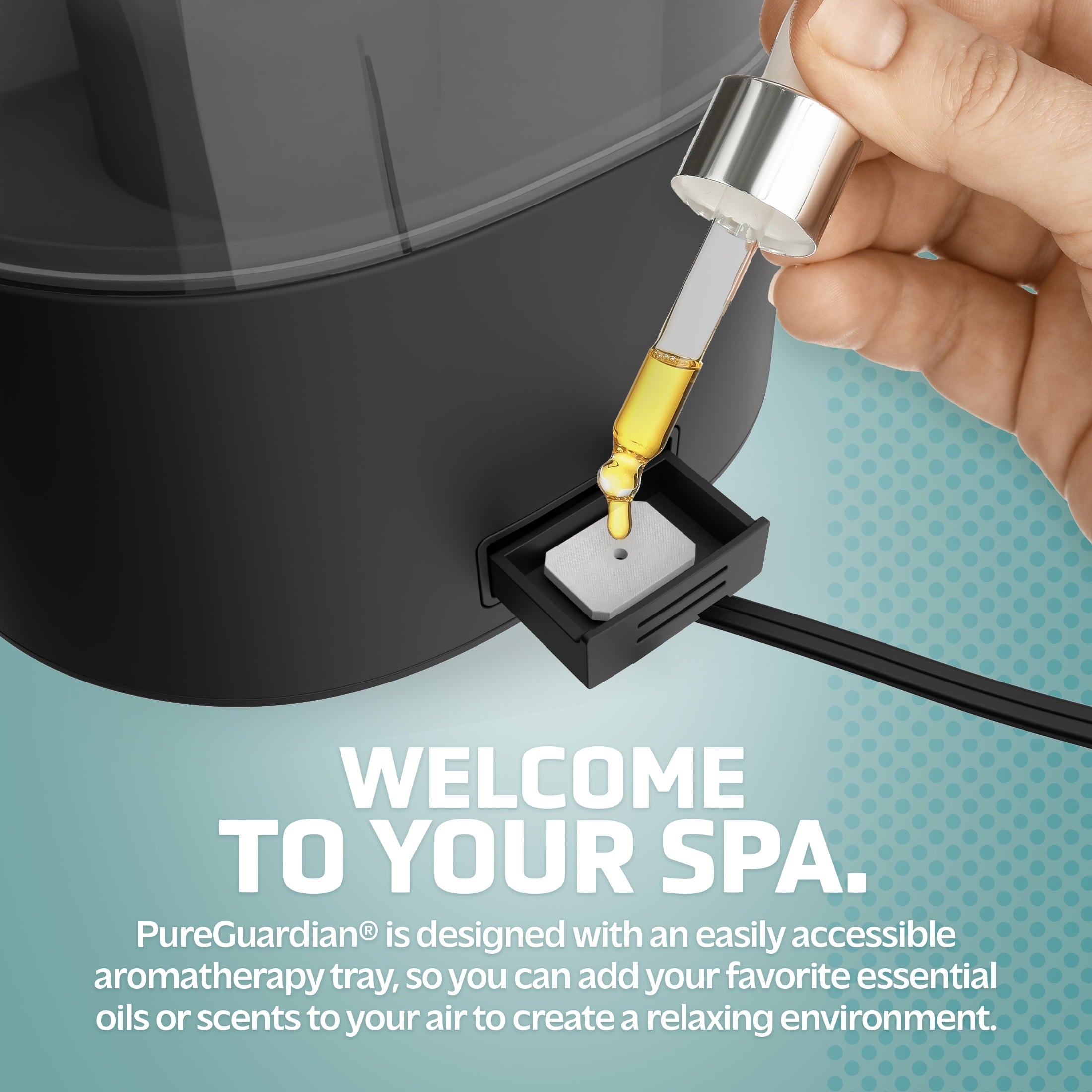 Pure Guardian 420 Sq. Ft, 1 Gallon Ultrasonic Cool Mist Humidifier with Aroma Tray, H980C