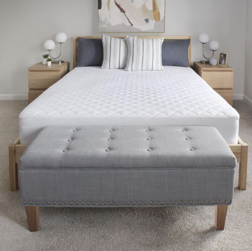 Sealy Luxury Cotton Mattress Pad 100% Cotton Hypoallergenic Queen Size White