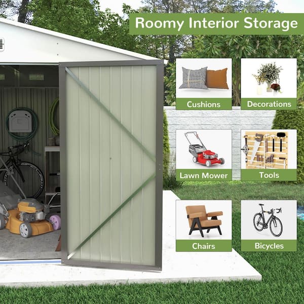 10 ft. W x 8 ft. D Size Upgrade Metal Storage Shed for Outdoor, Lockable Door in Brown (85 sq. ft. )