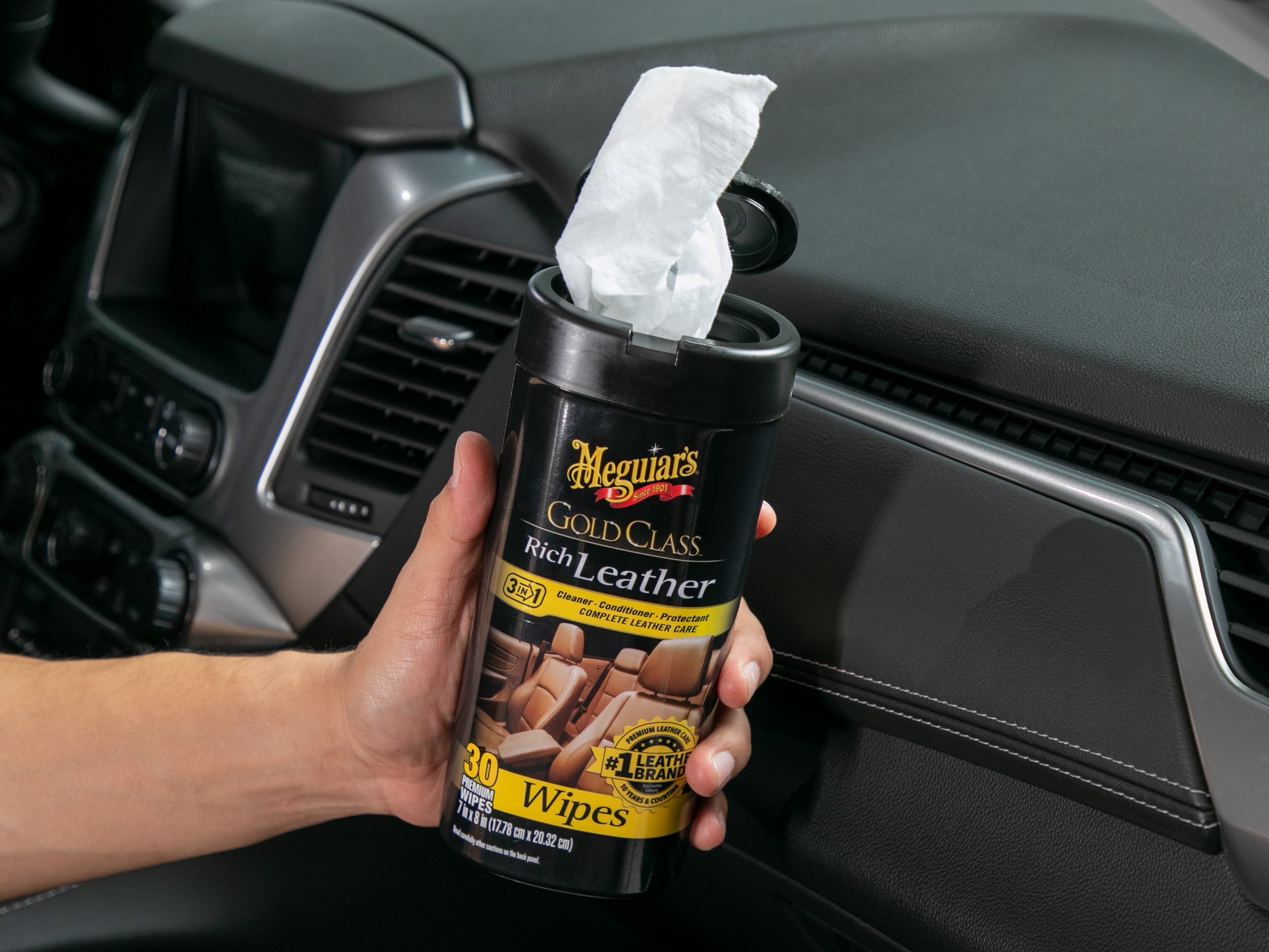 Meguiar's Gold Class Rich Leather Wipes, G10900, 30 Wipes