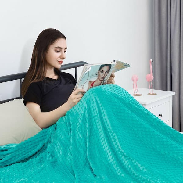 15lbs King Heavy Weighted Blanket 3 Piece Set w/Hot & Cold Duvet Covers 60''x80'' Green