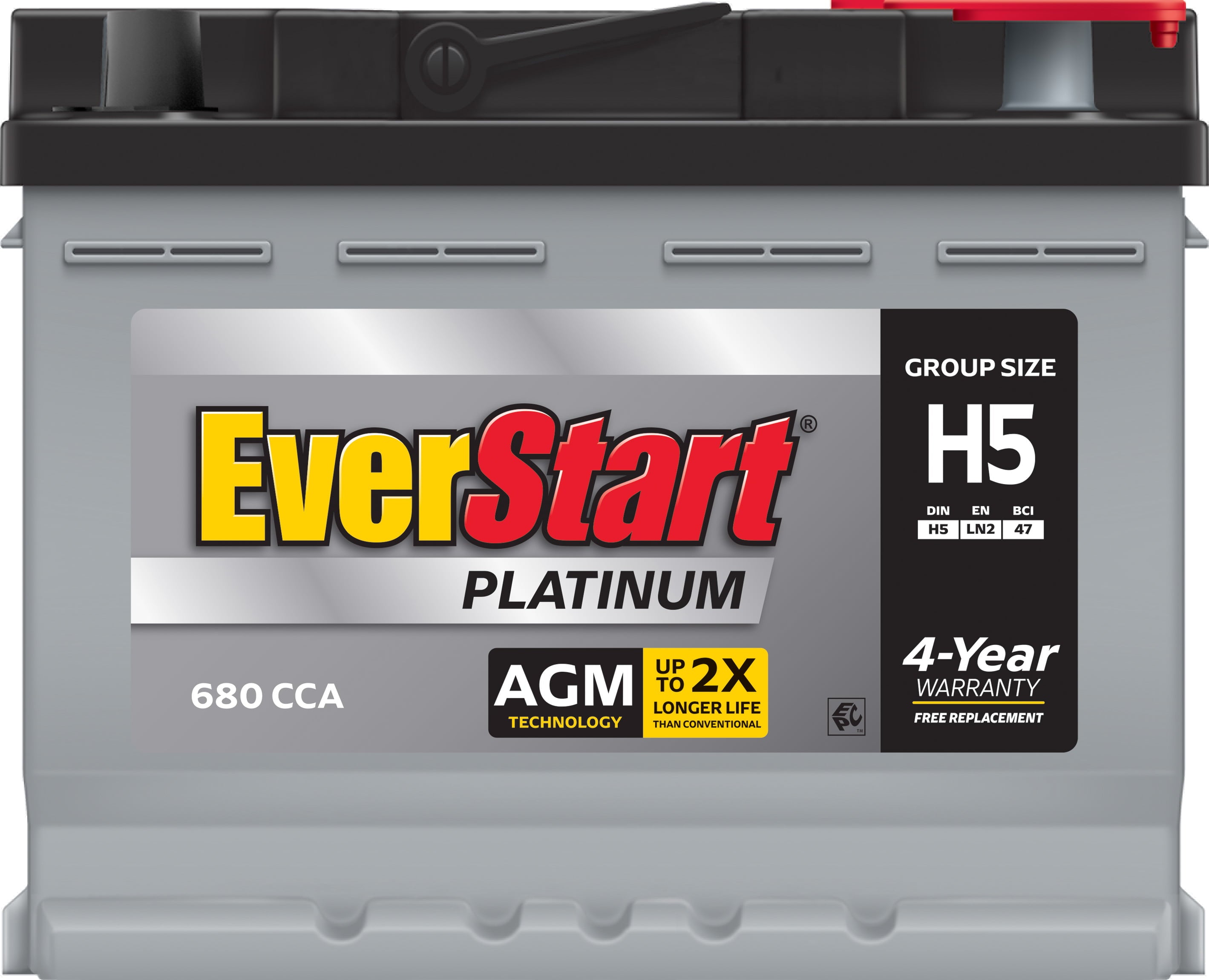 EverStart Platinum BOXED AGM Automotive Battery, Group Size H5 12 Volt, 680 CCA