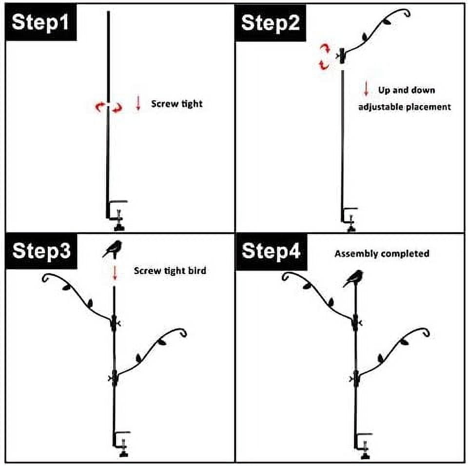 Urban Deco Deck Bird Feeder Pole Bird Feeder Porch Multi-Hook Bird Feeder Hooks for Deck Kit with Two Adjustable Branches
