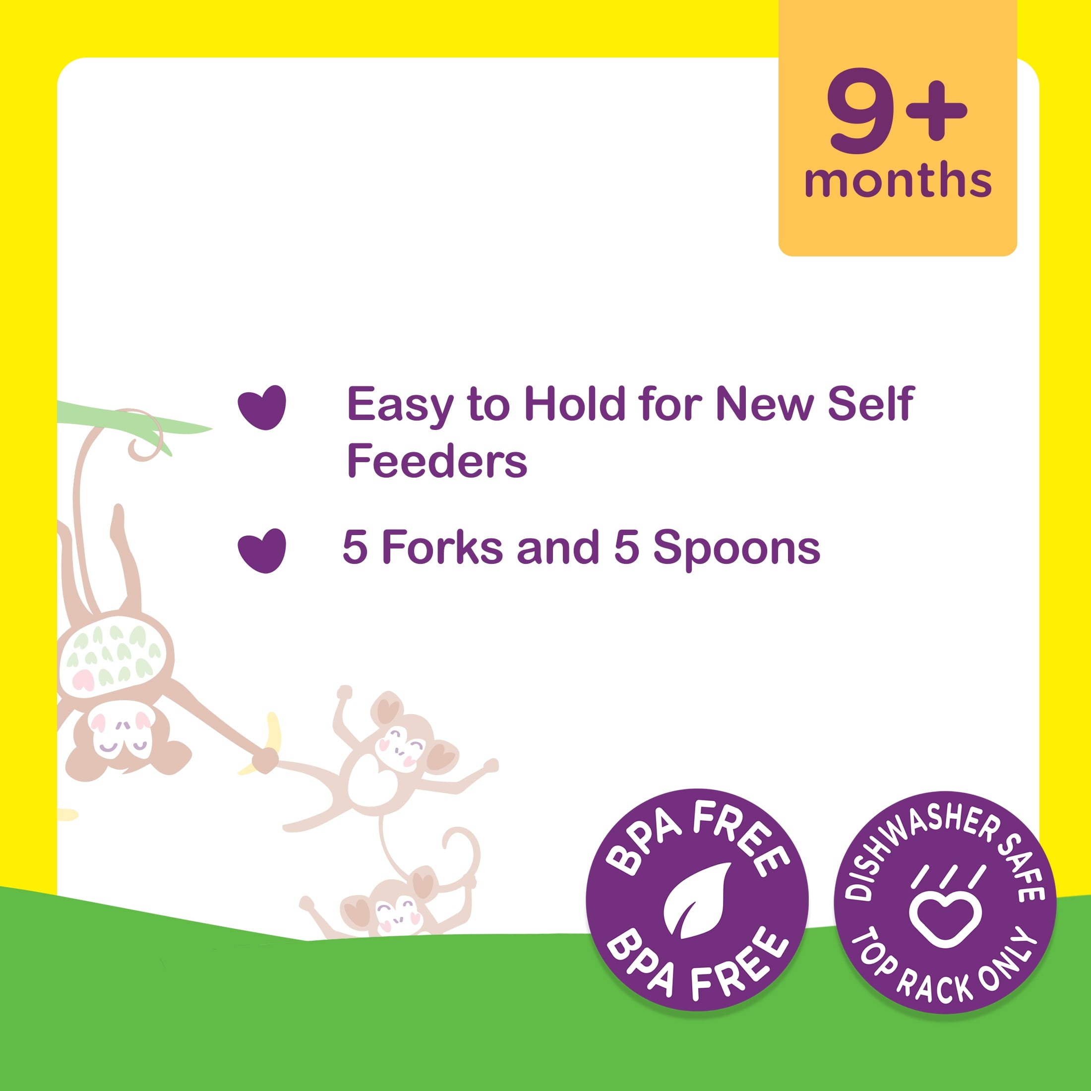Parent's Choice Baby Feeding Fork & Spoon Set, Multicolor, 9+ Months, 10 Count