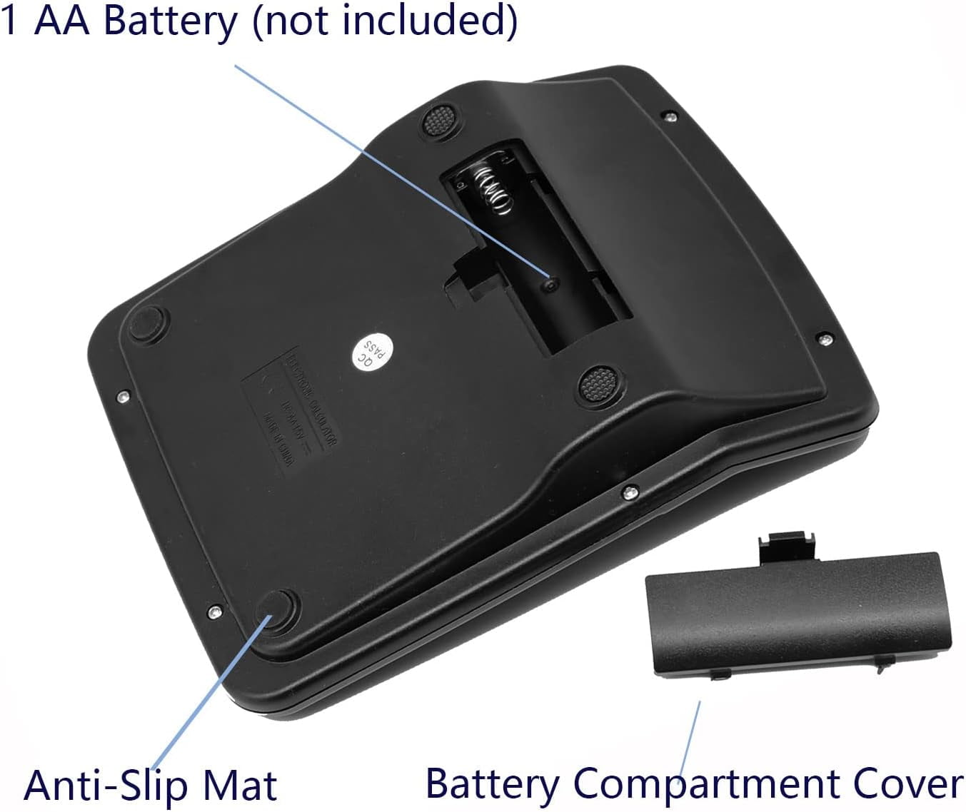 Office Calculator, Desktop Calculator with 12 Digit Large LCD Display, Solar and Battery Dual Power for Office, Primary School, Market or Home, Black