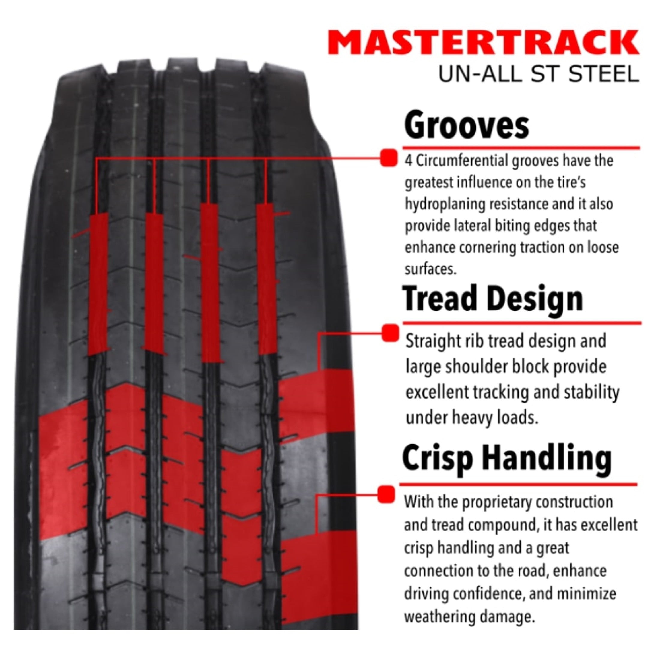 Mastertrack UN ALL STEEL ST235/85R16 14 Ply 132L Load G Radial Trailer Tire - ST 235/85/16 235/85R16 (Tire Only)