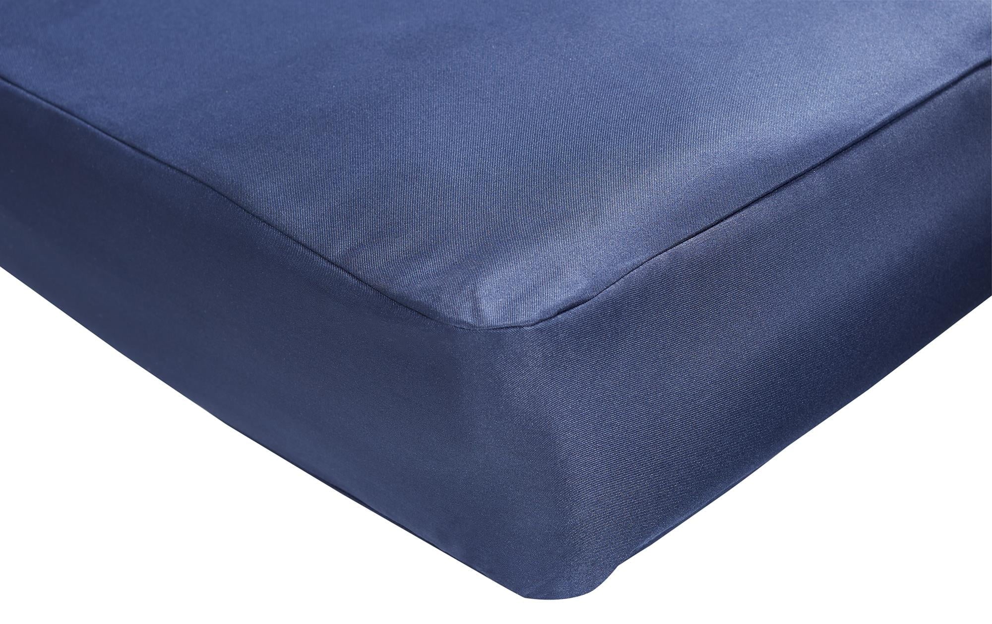 DHP Caden 8 Inch Futon Mattress with Tufted Cover and Recycled Polyester Fill, Full, Blue