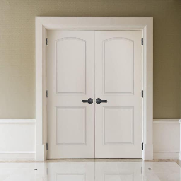 30 in. x 80 in. Roman Primed 2-Panel Round Top Hollow Core Composite Interior Door Slab