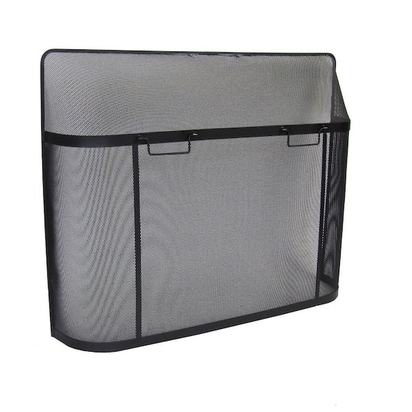 Black Steel 1-Panel Fireplace Screen