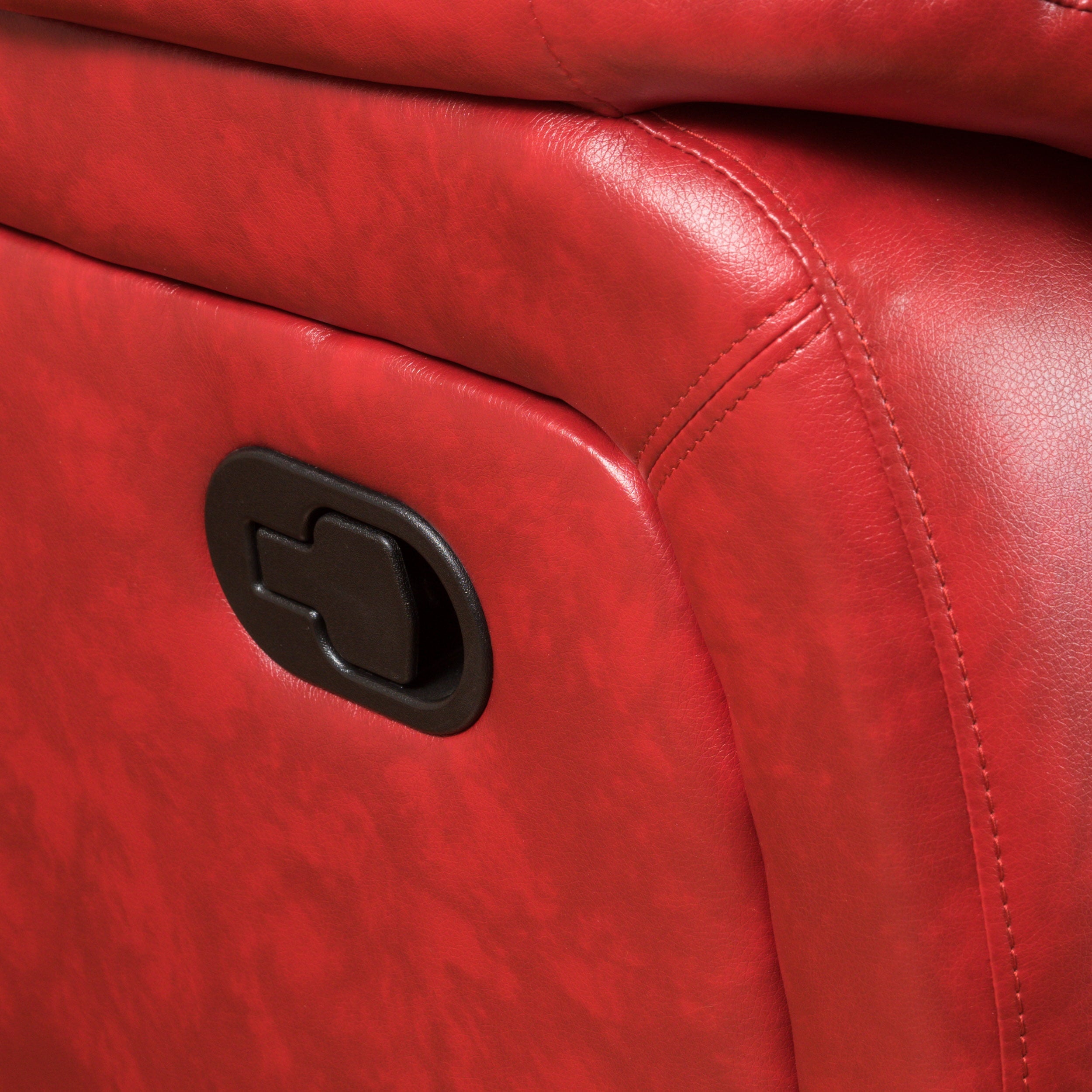 Noble House Haden Faux Leather Glider Recliner, Red