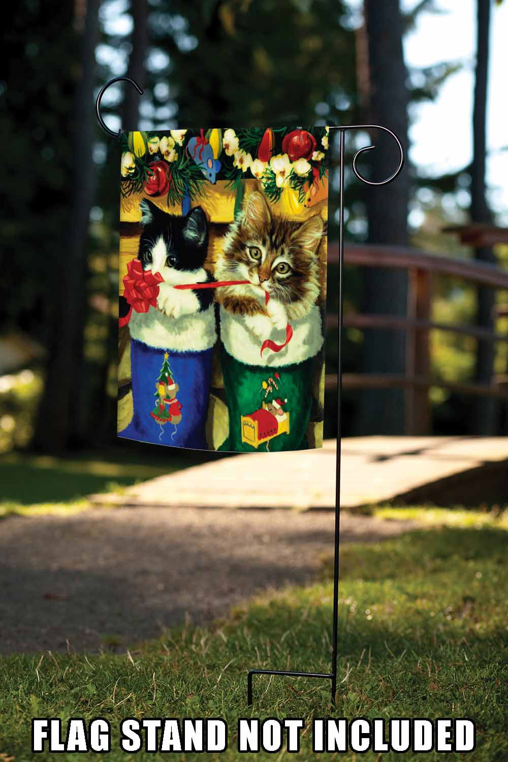 Toland Home Garden Stocking Kittens Winter Christmas Flag Double Sided 12x18 Inch