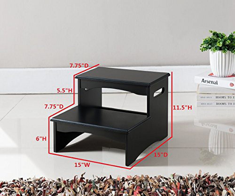 Kings Brand Furniture - Courtney Black Finish Wood Bedroom Step Stool