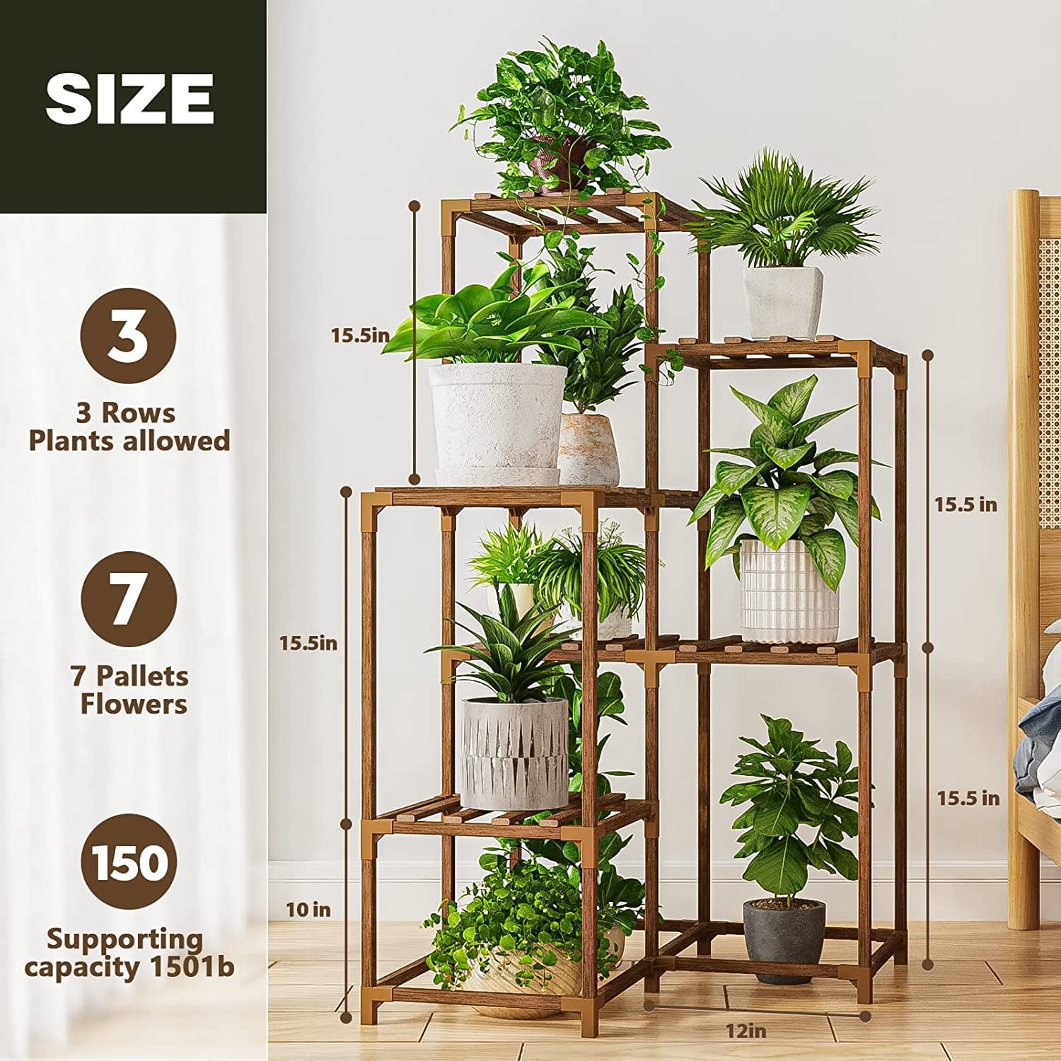 Plant Stands Indoor Outdoor Corner Tall Shelf Plant Shelves Wood Plant Holder for Living 7-Tier Corner Stands Room Outdoor Plant Rack Indoor Multiple Plants Patio Balcony Decor Gardening Gifts for Mom